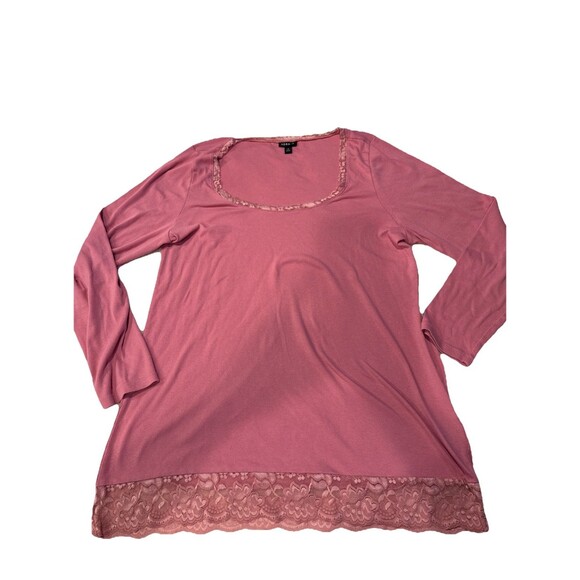 Torrid Lace Trim Tee Top Women’s 3X Cotton Modal Rib Scoop Neck Wild Rose Pink - Picture 1 of 9